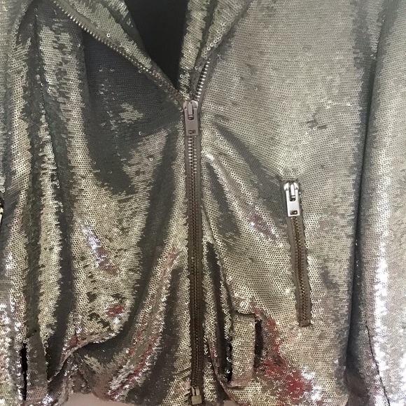 NWT Iro silver sequin Oliv jacket motorcycle style - Picture 6 of 12